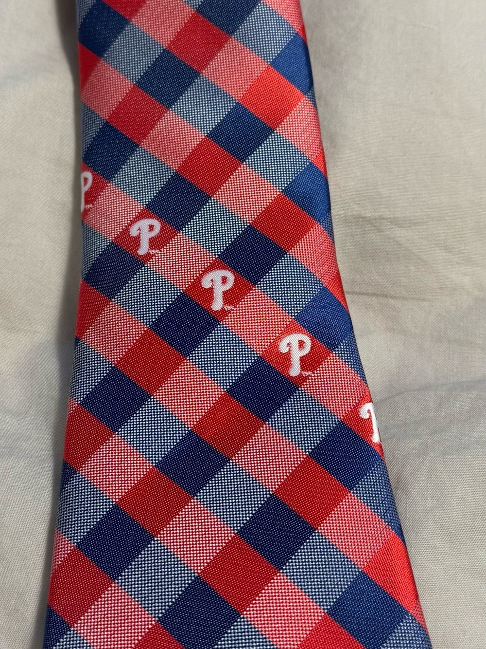 Philadelphia Phillies Plaid Silk Tie - Red & Blue